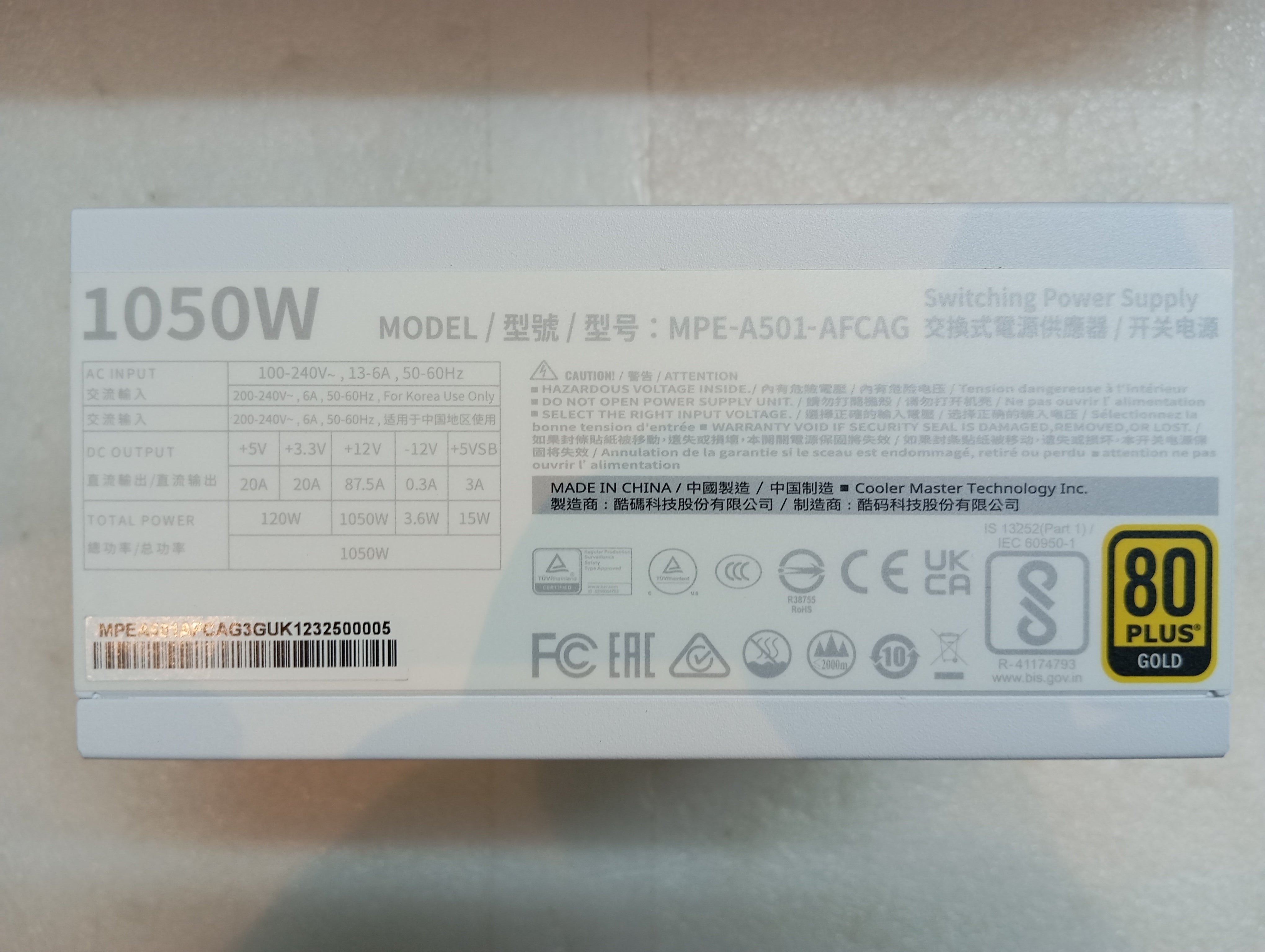 Refurbished Cooler Master MWE Gold 1050 V2 ATX 3.0 White Edition Refurbished Cooler Master MWE Gold 1050 V2 ATX 3.0 White Edition